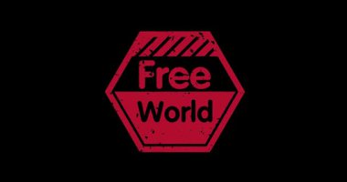 Özgür Dünya yazılı kauçuk damgası. Grunge resim tekniği ile etiketle.