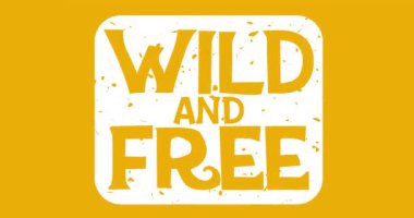 Vahşi ve beleş metin damgası. Grunge resim tekniği ile etiketle.