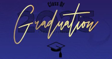 2025 sınıfı. Üniversite mezuniyet şablonu için animasyon tasarım davetiyesi. Mezuniyet etkinliği, selamlama.