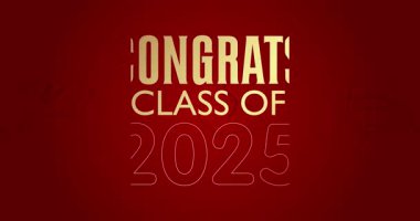 2025 sınıfı. Üniversite mezuniyet şablonu için animasyon tasarım davetiyesi. Mezuniyet etkinliği, selamlama.