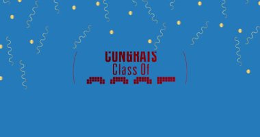 2025 sınıfı. Üniversite mezuniyet şablonu için animasyon tasarım davetiyesi. Mezuniyet etkinliği, selamlama.