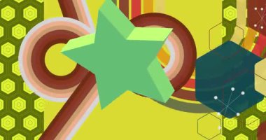 70 'lerin geçmişe dönük yıldız animasyonu. 1970 'lerin en iyi sanat videosu. Minimalist Vintage tasarımı, eski moda renk çizimi.