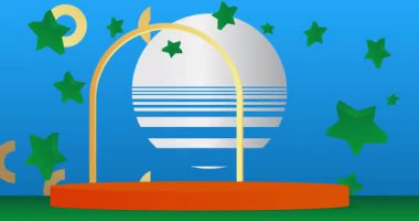 Mokup ürün animasyon, silindir kaide podyumu. Sunum için sahne gösterisi videosu.