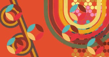 70 'lerin Retro Arkaplan animasyonu ile Groovy 1970' lerin sanat videosu. Minimalist Vintage tasarımı, eski moda renk çizimi.