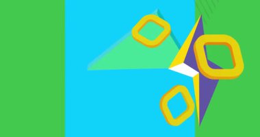 Metin için yeri olan geometrik grafik retro tema arkaplan animasyonu. Asgari geometrik elementler çerçeve video. Reklam için klasik soyut şekiller.
