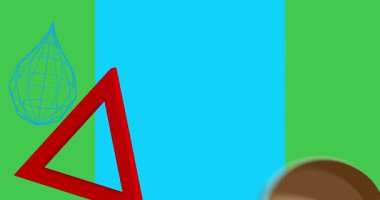 Metin için yeri olan geometrik grafik retro tema arkaplan animasyonu. Asgari geometrik elementler çerçeve video. Reklam için klasik soyut şekiller.