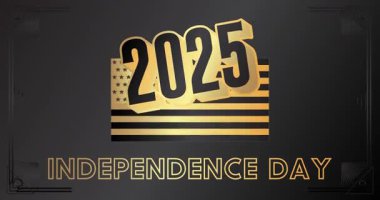 Art deco 4 Temmuz, Bağımsızlık Günü metni altın çerçeveli, dekoratif çizgiler çizgi animasyon ve geometrik altın video.