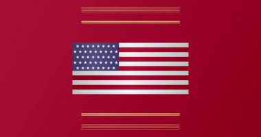 Art deco 4 Temmuz, Bağımsızlık Günü metni altın çerçeveli, dekoratif çizgiler çizgi animasyon ve geometrik altın video.