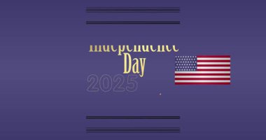 Art deco 4 Temmuz, Bağımsızlık Günü metni altın çerçeveli, dekoratif çizgiler çizgi animasyon ve geometrik altın video.