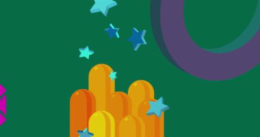 Metin için yeri olan geometrik grafik retro tema arkaplan animasyonu. Asgari geometrik elementler çerçeve video. Reklam için klasik soyut şekiller.