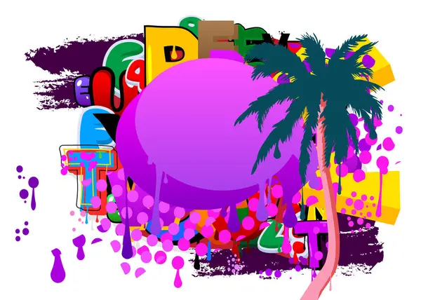 Palmiye ağacı grafitisi. Soyut modern sokak sanatı dekorasyonu kentsel resim tarzında gerçekleştirildi.