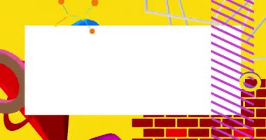 Metin için yeri olan geometrik grafik retro teması. Minimum geometrik elementler çerçevesi. Reklam için klasik soyut şekiller vektör illüstrasyonuName.