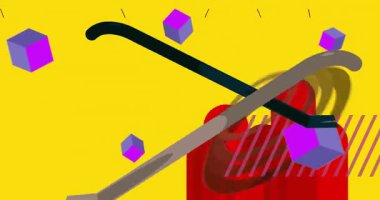 Levye geometrik grafik retro Çalışma Aracı tema videosu. Minimum geometrik elementler animasyonu. Klasik soyut şekiller reklam için resimleme.