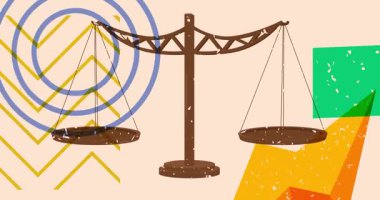 Geometrik şekilli risograph ölçeği animasyon. Moda riso grafik tasarım videosunda nesne taşınıyor.