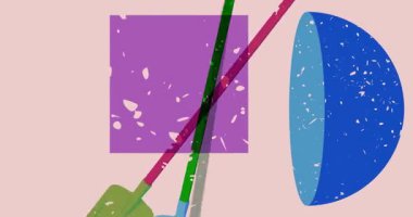Risograph Spade, geometrik şekilli kürek animasyon. Moda riso grafik tasarım videosunda nesne taşınıyor.