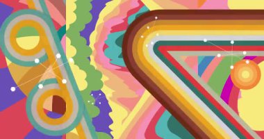 70 'lerin Retro Arkaplan animasyonu ile Groovy 1970' lerin sanat videosu. Minimalist Vintage tasarımı, eski moda renk çizimi.