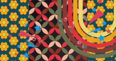 70 'lerin Retro Arkaplan animasyonu ile Groovy 1970' lerin sanat videosu. Minimalist Vintage tasarımı, eski moda renk çizimi.