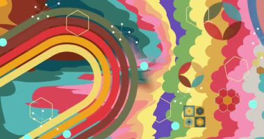 70 'lerin Retro Arkaplan animasyonu ile Groovy 1970' lerin sanat videosu. Minimalist Vintage tasarımı, eski moda renk çizimi.