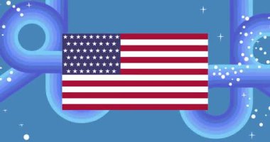 70 'lerin Amerikan Bayrağı' yla geçmişe dönük animasyon. Harika vatanseverlik 1970 'lerin sanat videosu. Minimalist Vintage tasarımı, eski moda renk çizimi.