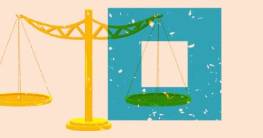 Geometrik şekilli Risograph ölçeği ve konuşma balonu animasyonu. Moda riso grafik tasarım videosunda nesne taşınıyor.