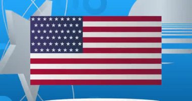 American Flag 'in ürün modeli. Animasyon silindiri kaide podyumu. Sunum için sahne gösterisi videosu. En küçük geometrik biçimlerin taşınması.