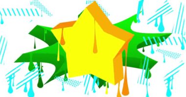 Yıldız Graffiti etiket animasyonu. Soyut modern sokak sanatı video dekorasyonu şehir boyama tarzında gerçekleştirildi.