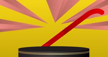 Crowbar 'la birlikte ürün modeli. Animasyon silindiri kaide podyumu. Sunum için sahne gösterisi videosu. En küçük geometrik biçimlerin taşınması.