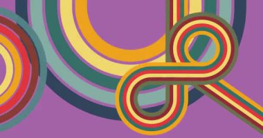 70 'lerin Retro Arkaplan animasyonu ile Groovy 1970' lerin sanat videosu. Minimalist Vintage tasarımı, eski moda renk çizimi.