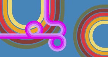 70 'lerin Retro Arkaplan animasyonu ile Groovy 1970' lerin sanat videosu. Minimalist Vintage tasarımı, eski moda renk çizimi.