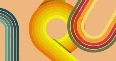 70 'lerin Retro Arkaplan animasyonu ile Groovy 1970' lerin sanat videosu. Minimalist Vintage tasarımı, eski moda renk çizimi.