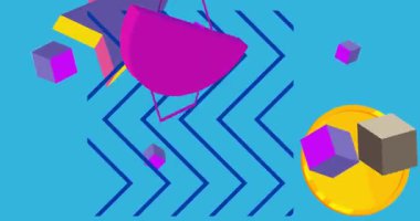 Metin için yeri olan geometrik grafik retro tema arkaplan animasyonu. Asgari geometrik elementler çerçeve video. Reklam için klasik soyut şekiller.