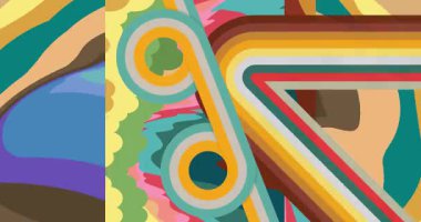 70 'lerin Retro Arkaplan animasyonu ile Groovy 1970' lerin sanat videosu. Minimalist Vintage tasarımı, eski moda renk çizimi.