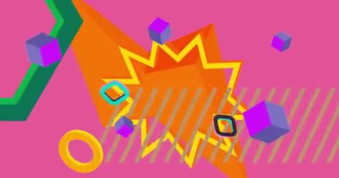 Metin için yeri olan geometrik grafik retro tema arkaplan animasyonu. Asgari geometrik elementler çerçeve video. Reklam için klasik soyut şekiller.