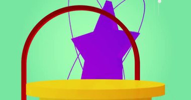 Mokup ürün animasyon, silindir kaide podyumu. Sunum için sahne gösterisi videosu.