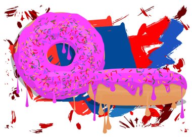 Çörek grafitisi. Soyut modern sokak sanatı dekorasyonu kentsel resim tarzında gerçekleştirildi.