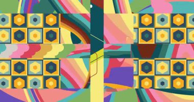 70 'lerin Retro Arkaplan animasyonu ile Groovy 1970' lerin sanat videosu. Minimalist Vintage tasarımı, eski moda renk çizimi.