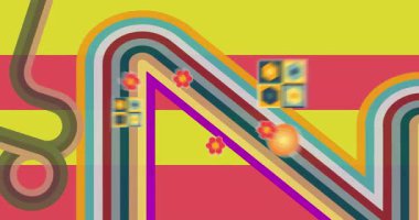 70 'lerin Retro Arkaplan animasyonu ile Groovy 1970' lerin sanat videosu. Minimalist Vintage tasarımı, eski moda renk çizimi.