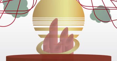 Mokup ürün animasyon, silindir kaide podyumu. Sunum için sahne gösterisi videosu.