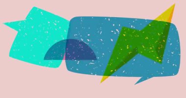 Geometrik şekilli Risograph konuşma balonu animasyonu. Moda riso grafik tasarım videosunda nesne taşınıyor.