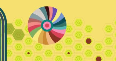 70 'lerin Retro Arkaplan animasyonu ile Groovy 1970' lerin sanat videosu. Minimalist Vintage tasarımı, eski moda renk çizimi.