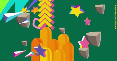 Metin için yeri olan geometrik grafik retro tema arkaplan animasyonu. Asgari geometrik elementler çerçeve video. Reklam için klasik soyut şekiller.