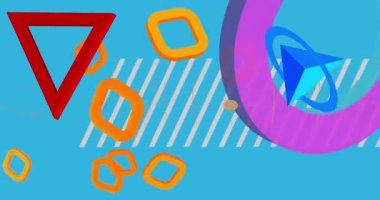 Metin için yeri olan geometrik grafik retro tema arkaplan animasyonu. Asgari geometrik elementler çerçeve video. Reklam için klasik soyut şekiller.