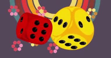 Zar küplü Retro 70 'lerin arkaplan animasyonu. 1970 'lerin sanat videosu. Minimalist Vintage tasarımı, eski moda renk çizimi.