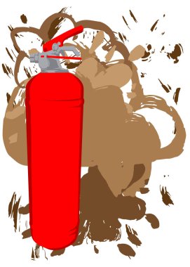 Yangın söndürücü graffitisi. Soyut modern sokak sanatı dekorasyonu kentsel resim tarzında gerçekleştirildi.