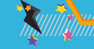 Metin için yeri olan geometrik grafik retro tema arkaplan animasyonu. Asgari geometrik elementler çerçeve video. Reklam için klasik soyut şekiller.