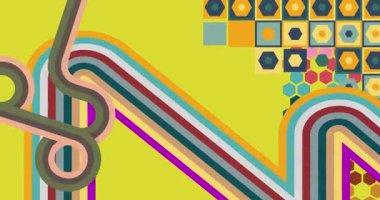 70 'lerin Retro Arkaplan animasyonu ile Groovy 1970' lerin sanat videosu. Minimalist Vintage tasarımı, eski moda renk çizimi.