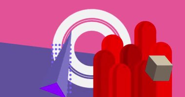 Metin için yeri olan geometrik grafik retro tema arkaplan animasyonu. Asgari geometrik elementler çerçeve video. Reklam için klasik soyut şekiller.