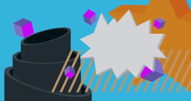 Metin için yeri olan geometrik grafik retro tema arkaplan animasyonu. Asgari geometrik elementler çerçeve video. Reklam için klasik soyut şekiller.