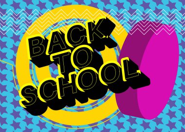 Geometrik grafik geçmişi olan Okula Dönüş metni. Minimum geometrik elementler. Klasik soyut şekiller vektör illüstrasyonu.