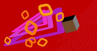 Metin için yeri olan geometrik grafik retro tema arkaplan animasyonu. Asgari geometrik elementler çerçeve video. Reklam için klasik soyut şekiller.